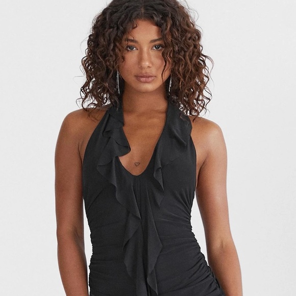 Bebe Ruffle Halter Top - Picture 1 of 5